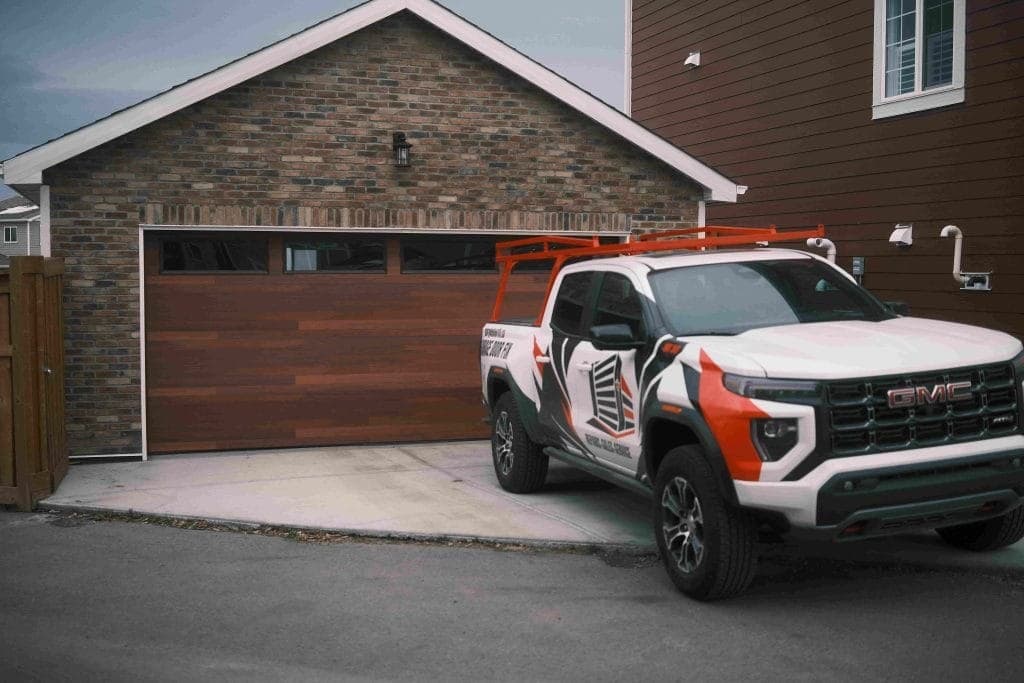 Garage Door Fix service truck at a Calgary emergency garage door repair appointment