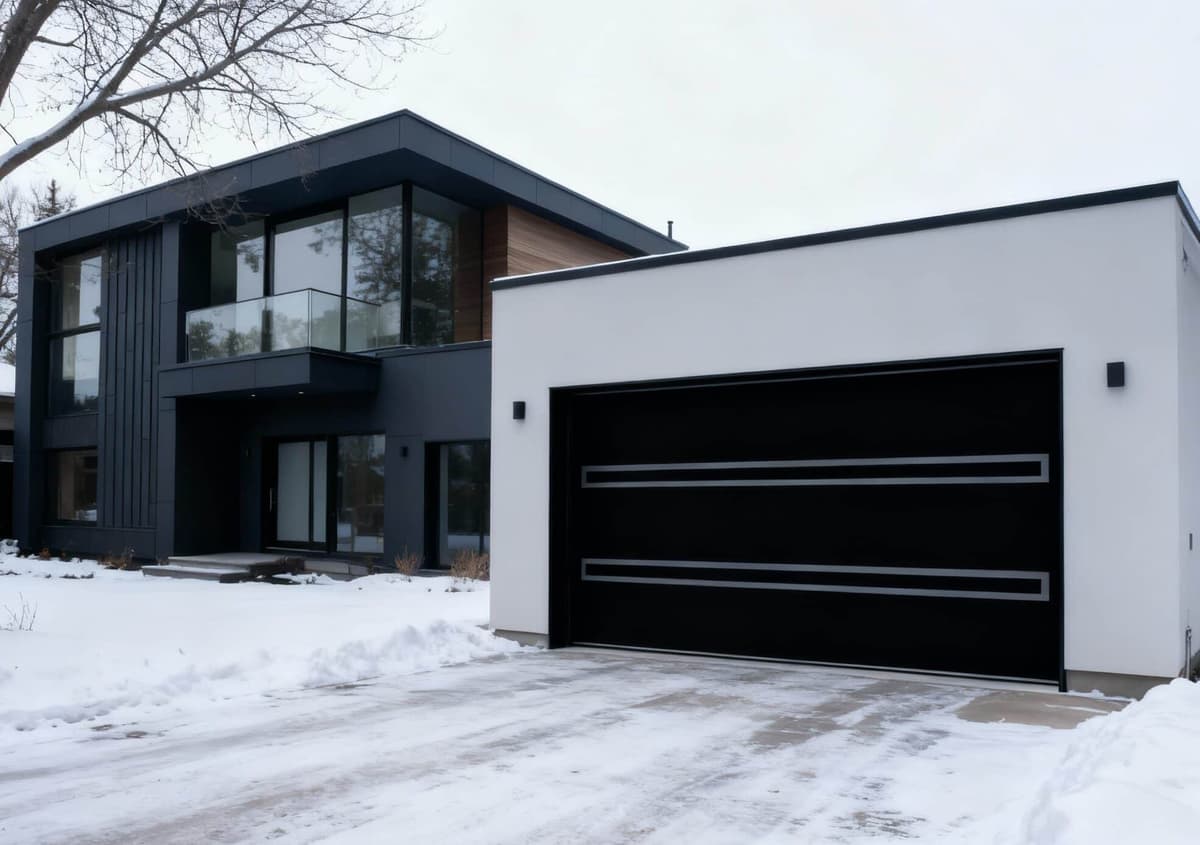 Slim-Line modern black Ryterna garage door in Edmonton