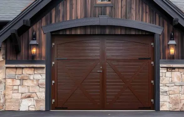 Retro carriage style side-hinged garage door in Edmonton