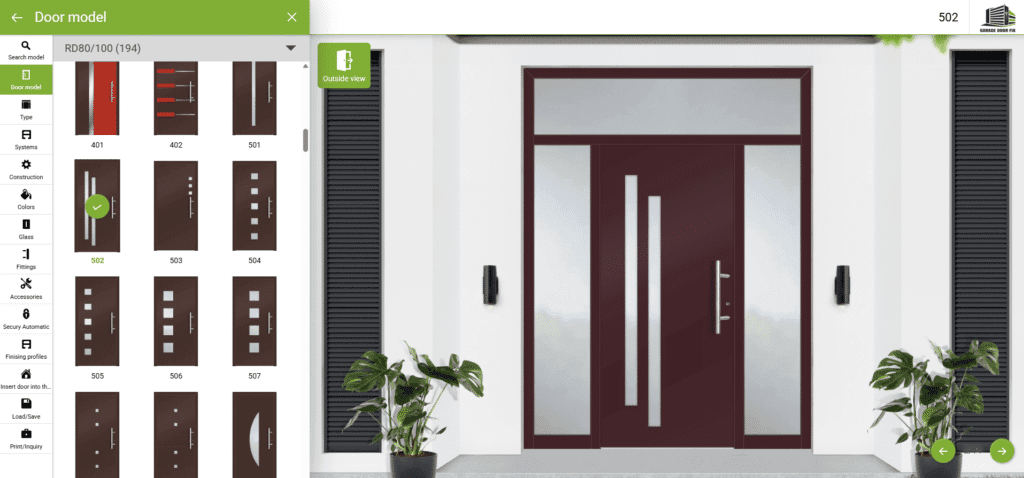 Ryterna online door configurator