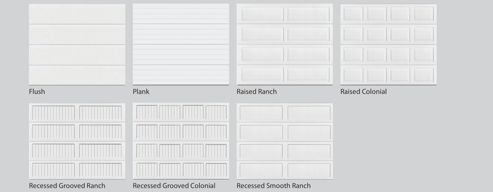 Northland garage door panel styles available in Calgary