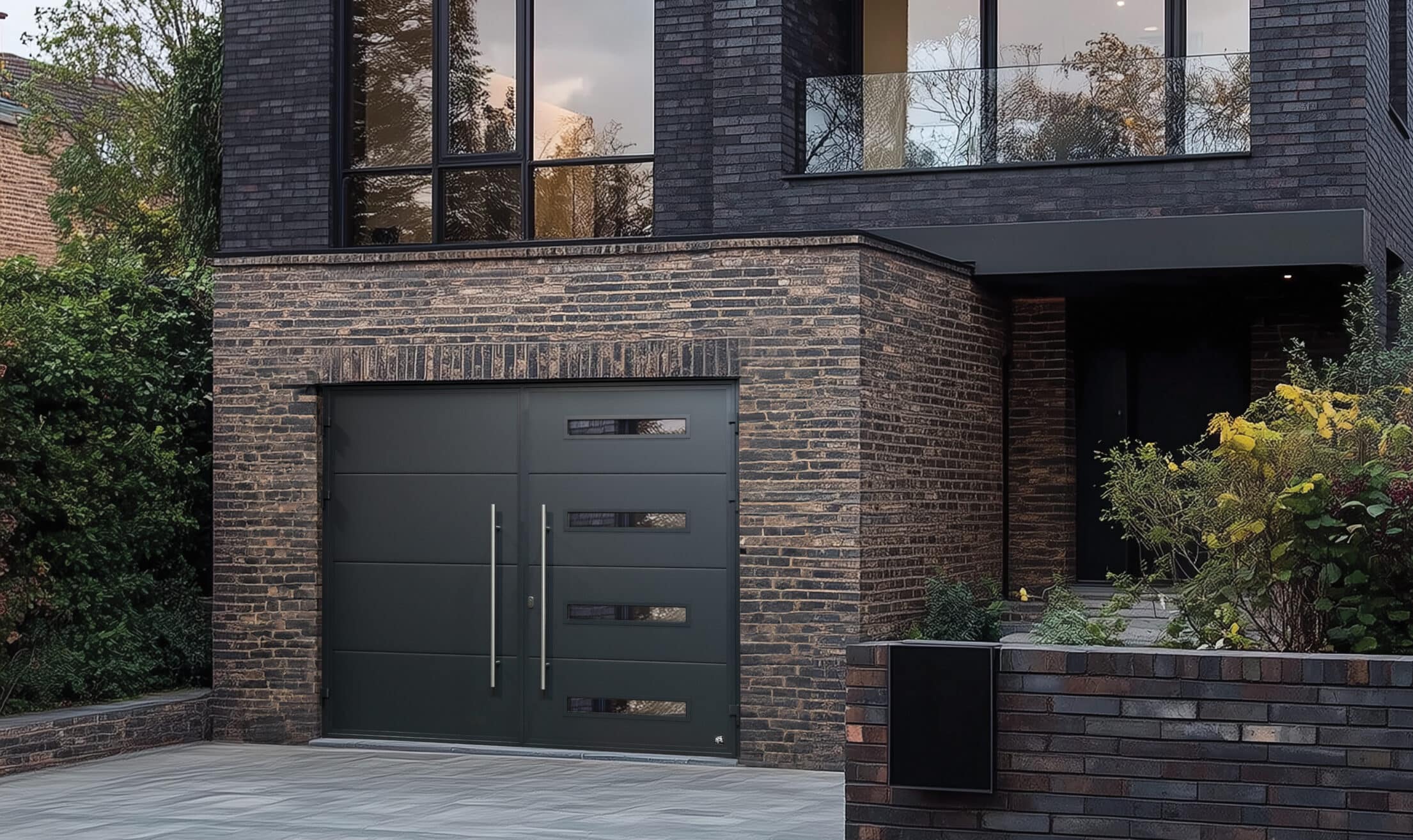 Side-hinged garage door detail showing hinge mechanism