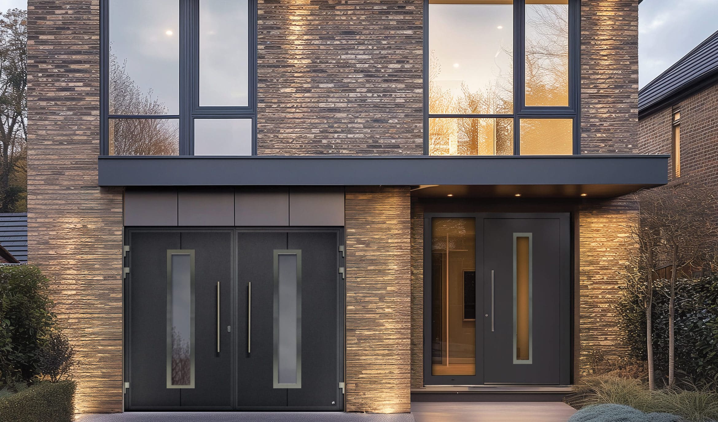 Side-hinged garage doors exterior on Calgary property